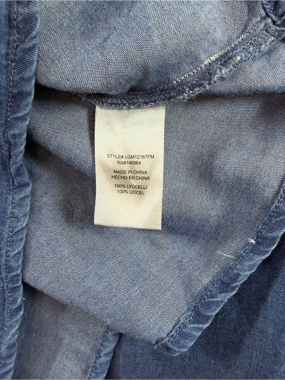 Lightweight Indigo Chambray coastal Short Sleeve top by Laurel Grey women Sz L - Picture 10 of 10